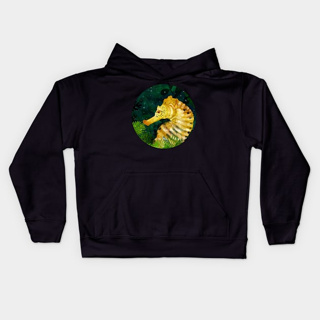 Yellow Seahorse Kids Hoodie by KatherineBlowerDesigns